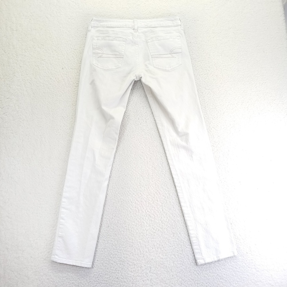 American Eagle Skinny 77 White Denim Jeans Womens Sz 8 Regular Low Rise Stretch - Picture 2 of 10
